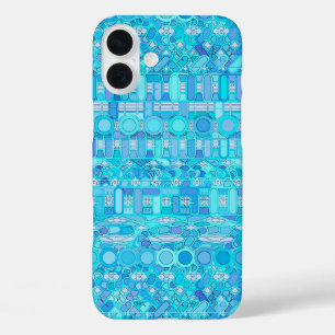 Coques iPhone 16 Plus Tribal Batik - tons bleus