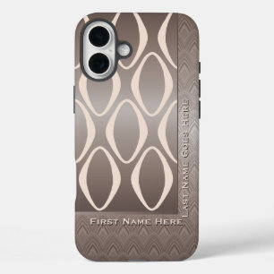 Coques iPhone 16 Plus Tribal rétro à Taupe et Amande (Personnalisé)