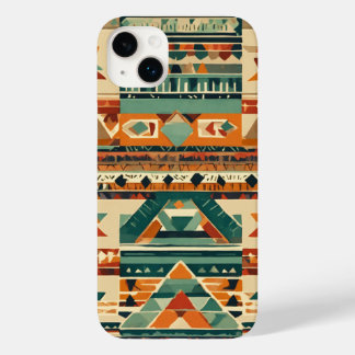 Coque Pour iPhone 14 Plus tribu rouge vert brun blanc rond forme