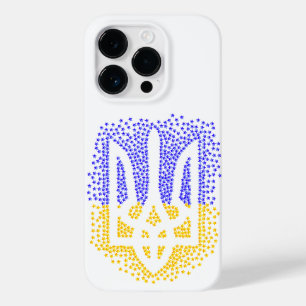 Coque Pour iPhone 14 Pro Trident heraldique ukrainien tryzub étoiles disper
