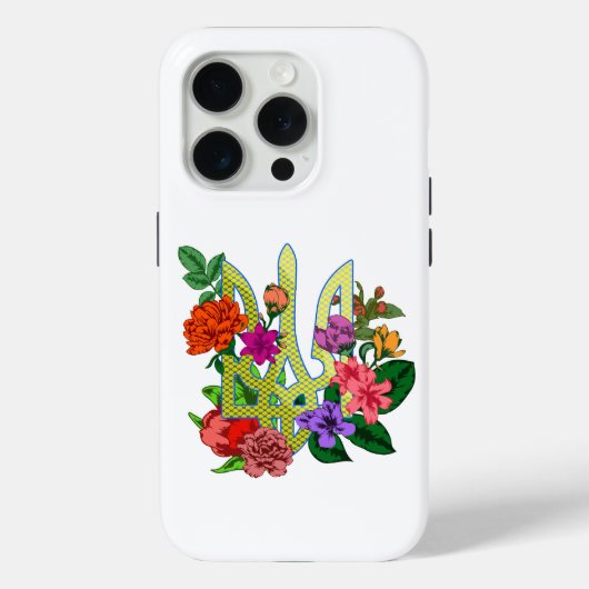 Coques Case-Mate iPhone trident tryzub de l'héraldique ukrainienne fleurs (Verso)