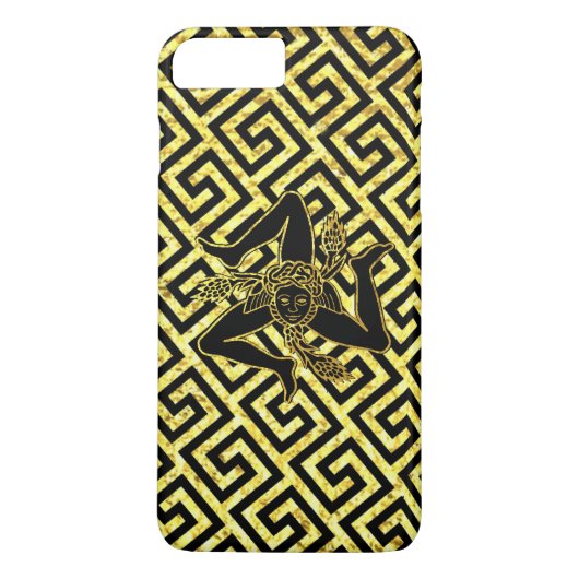 Coques Case-Mate iPhone Trinacria sicilien en noir et or (Dos)