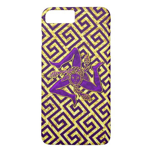 Coques Case-Mate iPhone Trinacria sicilien en pourpre et or (Dos)