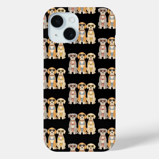 Coques Case-Mate iPhone Trio de bikinis Beach Barkers avec attitude (Verso)