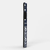 Coques Case-Mate iPhone Trio Monogramme Navy Damask (Dos/Droite)