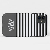 Coques Case-Mate iPhone Triple Lettre Monogramme Gris Noir Blancs (Dos (Horizontal))