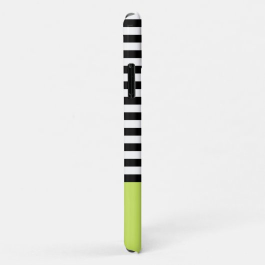 Coques Case-Mate iPhone Triple Lettre Monogramme Vert noir blanc rayures (Dos/Droite)