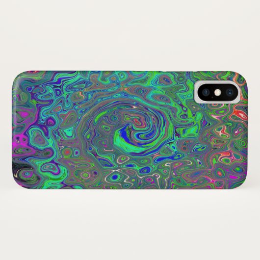 Coques Case-Mate iPhone Trippy Chartreuse et Blue Retro Liquid Swirl (Dos (Horizontal))