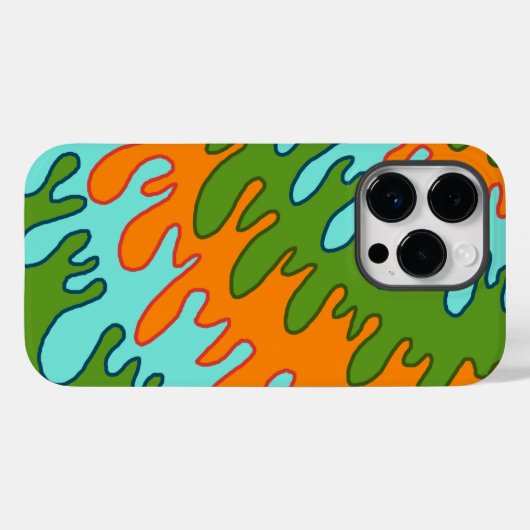 Coques Case-Mate iPhone Trippy Green Orange Liquid Dripe Motif Y2K (Verso (horizontal))