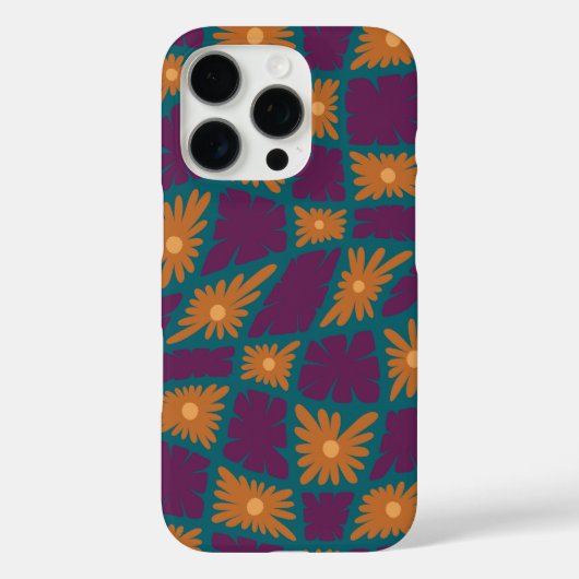Coques Case-Mate iPhone Trippy super 60s Flower Checks Orange Rose (Verso)