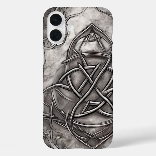Coques Case-Mate iPhone Triquetra Trinity Knot Silvery Pewter Faux Metal (Verso)