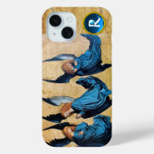 COQUES Case-Mate iPhone TROIS ANGELS DE NOËL EN MONOGRAM DE PARCHEMENT BLE (Verso)