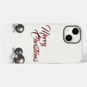 Coques Case-Mate iPhone Trois boules de noël devant un arrière - plan lége (Verso (horizontal))