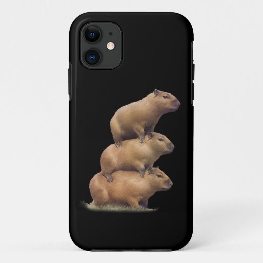 Coques Case-Mate iPhone Trois Capybaras Funny Capybara Humour Stack Animal (Dos)
