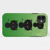 Coques Case-Mate iPhone Trois chats noirs sur fond vert (Dos (Horizontal))
