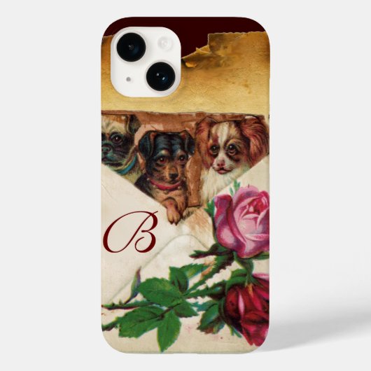 COQUES Case-Mate iPhone TROIS DOGGIES AVEC MONOGRAM ROSE (Verso)