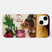 COQUES Case-Mate iPhone TROIS DOGGIES AVEC MONOGRAM ROSE (Verso (horizontal))