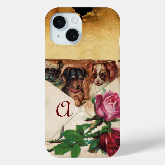 COQUES Case-Mate iPhone TROIS DOGGIES AVEC MONOGRAM ROSE (Verso)