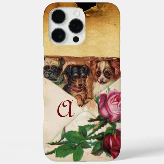 COQUES Case-Mate iPhone TROIS DOGGIES AVEC MONOGRAM ROSE