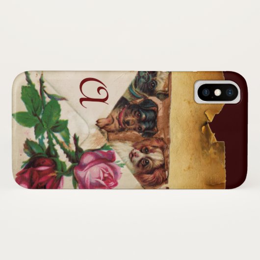 COQUES Case-Mate iPhone TROIS DOGGIES AVEC MONOGRAM ROSE (Dos (Horizontal))