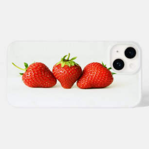 Coque Pour iPhone 14 Trois Fraises Sur Blanc Iphcnm