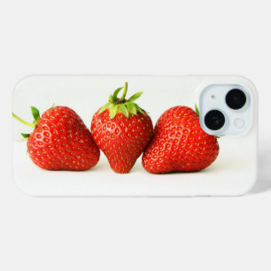 Coque Pour iPhone 15 Trois Fraises Sur Blanc Iphcnm