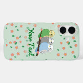 Coques Case-Mate iPhone Trois jolies perruches Fleur de cerisier (Verso (horizontal))