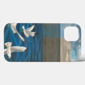 Coques Case-Mate iPhone Trois mouettes blanches volent au-dessus de l'eau (Verso (horizontal))