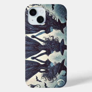 Coque Pour iPhone 15 Trois sorcières la nuit Halloween étoilé 