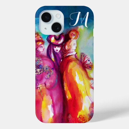 Coques Case-Mate iPhone TROISIÈME MASQUE Monogramme de mascarade vénitienn (Verso)