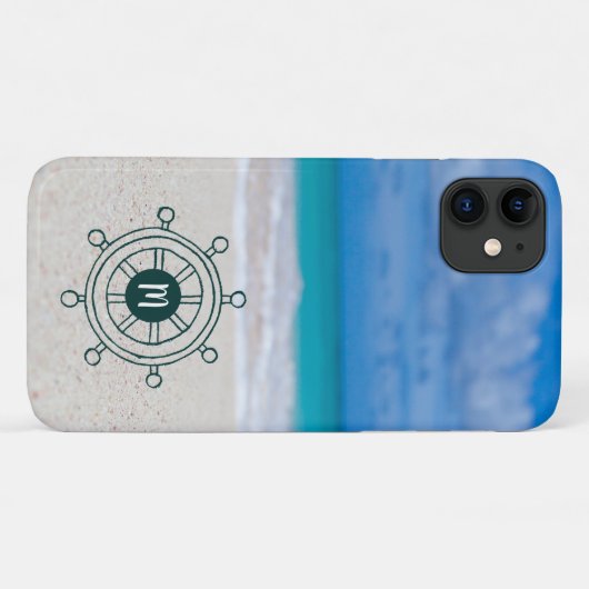 Coques Case-Mate iPhone Tropical Beach Nautical Ship Monogramme (Dos (Horizontal))