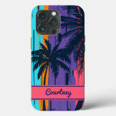 Coques Case-Mate iPhone Tropical Beach Sunset Palm Trees Nom personnalisé  (Verso)