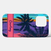 Coques Case-Mate iPhone Tropical Beach Sunset Palm Trees Nom personnalisé  (Verso (horizontal))