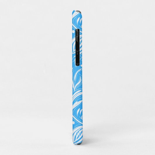 Coques Case-Mate iPhone Tropical Blue Floral Pattern Diamond Monogramme (Dos/Gauche)