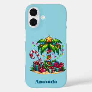 Coques iPhone 16 Tropical Christmas Holiday Palm Tree