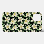 Coques Case-Mate iPhone Tropical continu motif fleurs blanches feuille ver (Verso (horizontal))