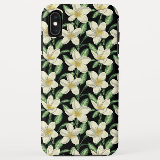Coques Case-Mate iPhone Tropical continu motif fleurs blanches feuille ver (Dos)