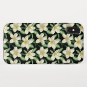 Coques Case-Mate iPhone Tropical continu motif fleurs blanches feuille ver (Dos (Horizontal))