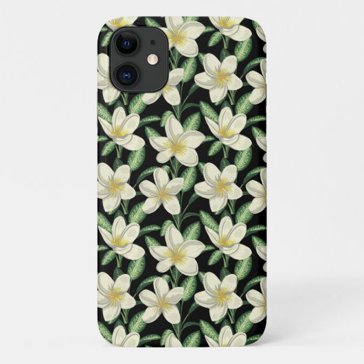 Coques Case-Mate iPhone Tropical continu motif fleurs blanches feuille ver (Dos)