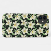 Coques Case-Mate iPhone Tropical continu motif fleurs blanches feuille ver (Dos (Horizontal))