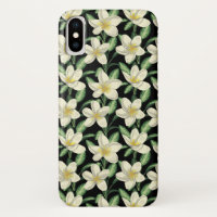 Tropical continu motif fleurs blanches feuille ver