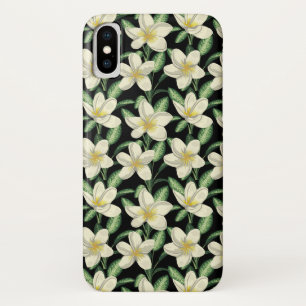 Case-Mate iPhone Case Tropical continu motif fleurs blanches feuille ver