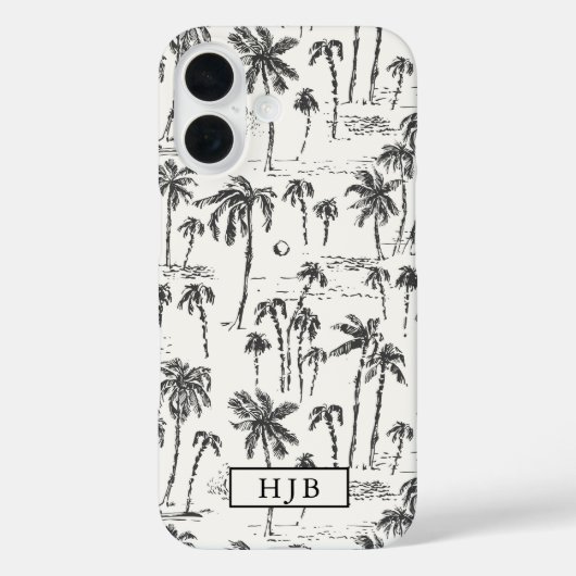 Coques Case-Mate iPhone Tropical Palm Tree Toile croquis Monogramme (Verso)