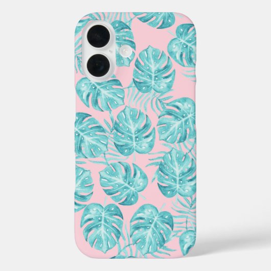 Coques Case-Mate iPhone Tropical rose turquoise aquarelle monster laisser  (Verso)