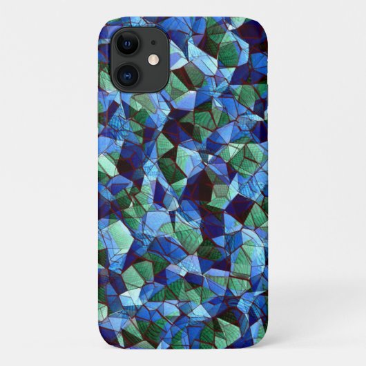 Coques Case-Mate iPhone Trou de mosaïque irrégulière verte et bleue recouv (Dos)