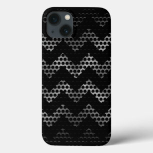 iPhone 13 Coque Trou en acier inoxydable Chevron