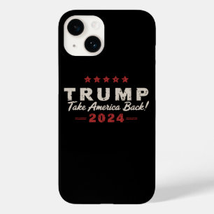 Coque Pour iPhone 14 Trump 2024 Reprendre l'Amérique Président 47 USA