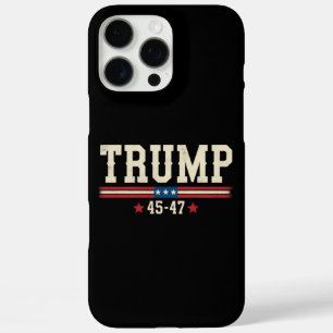 Coques iPhone 16 Pro Max Trump 45 47 Drapeau Américain USA Rétro Vintage