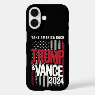 Coques iPhone 16 Trump Vance 2024 Drapeau américain Reprenez l'Amér