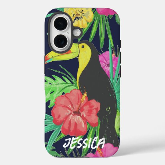 Coques Case-Mate iPhone Tucan tropical et forêt tropicale Feuille Personna (Verso)